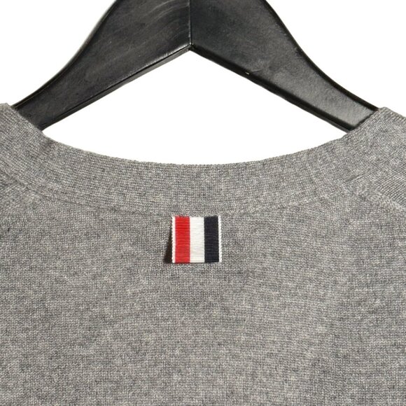 Thom Browne Grey Cashmere Tricolour Stripes Cardigan Sweater - Picture 7 of 10